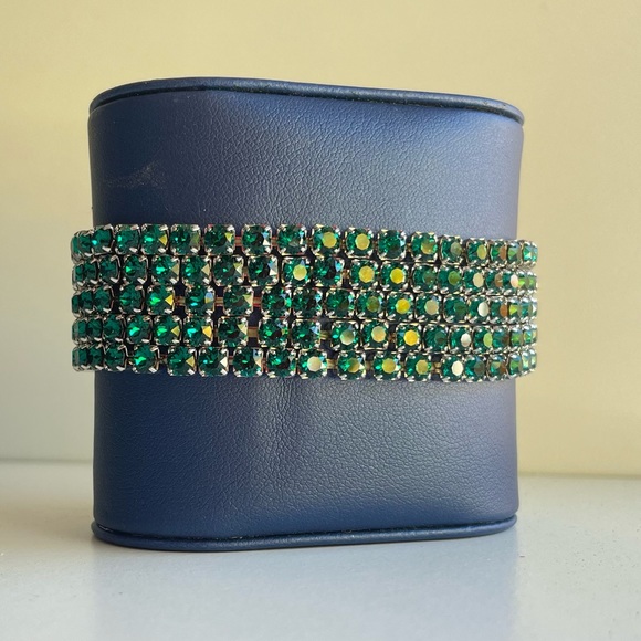Swarovski Emerald Green Stretch Bracelet Set - Picture 2 of 5